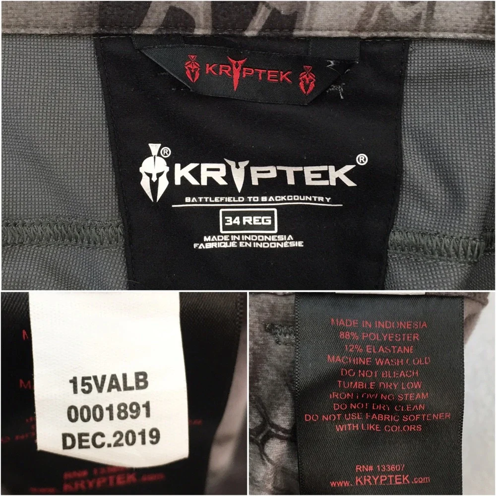 Kryptek Valhalla Mens Tactical Hunting Pants Gray Stretch Cargo 34 Reg
